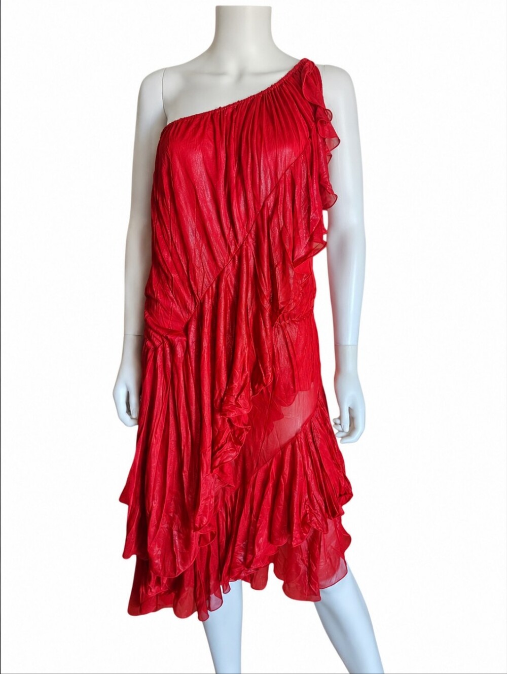BURBERRY | Summer 2024 Daniel Lee Runway Sheer Ruffle One Shoulder Dress NWT US8